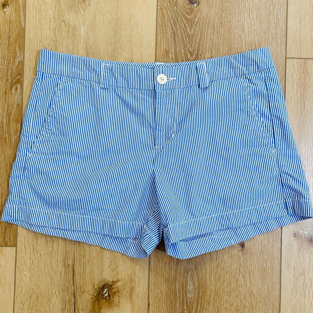 Ralph Lauren Shorts Women’s 4 Blue White Striped Button Pockets Short Preppy